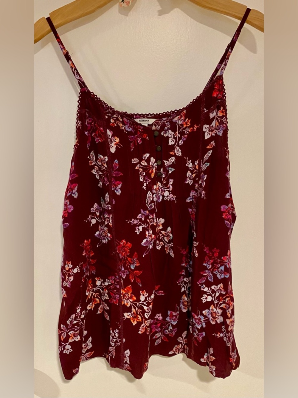 Sonoma Plum Floral Spaghetti Strap Camisole Tank Top